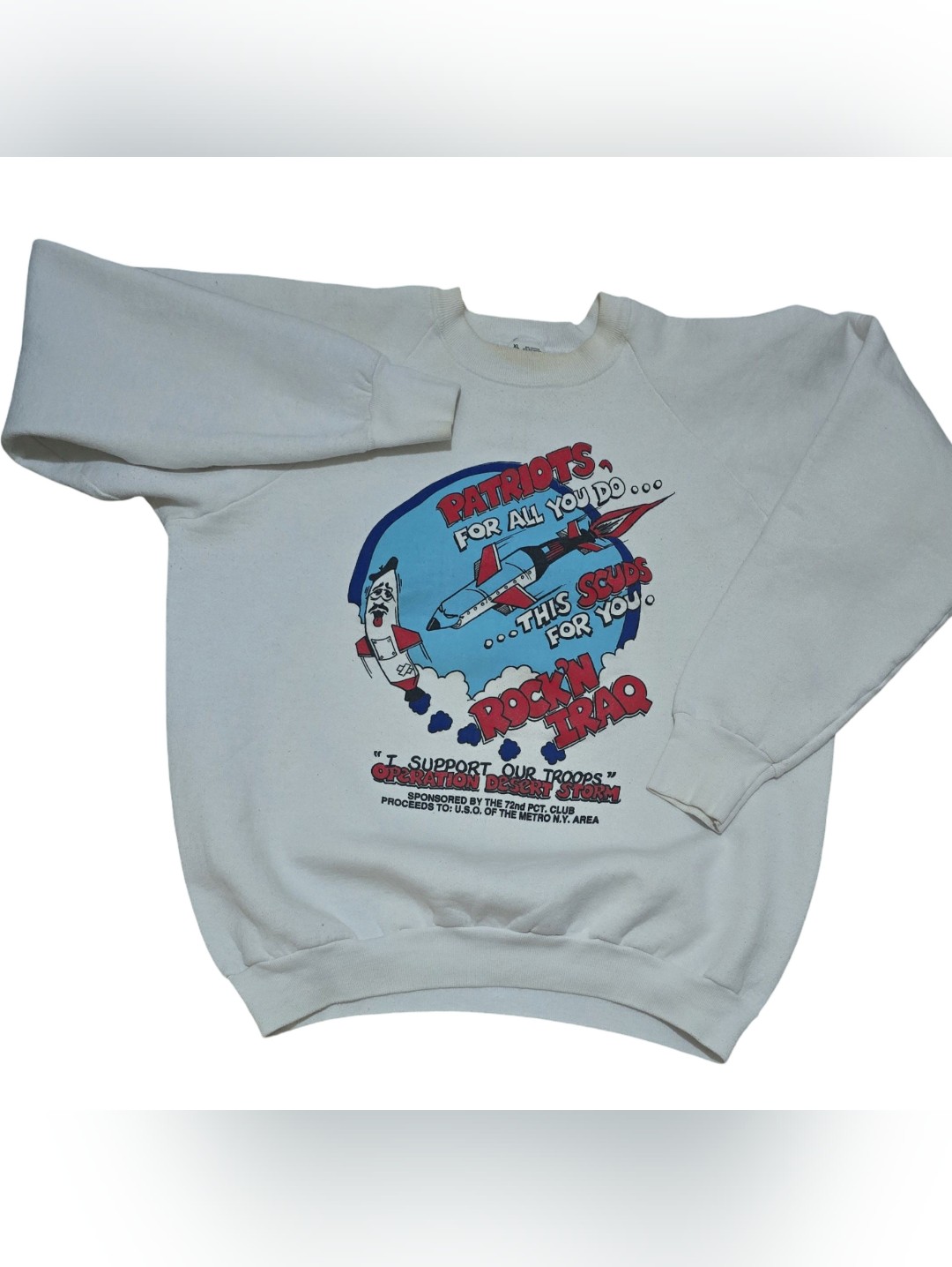 90s Vintage Desert Storm Uso Rock N Iraq This Scuds For You Crewneck Sweatshirt